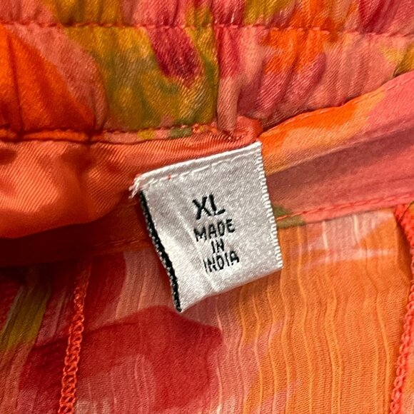 Coldwater Creek Women Floral Fairy Colorful Chiffon Pleated Circle Midi Skirt XL - Picture 8 of 12